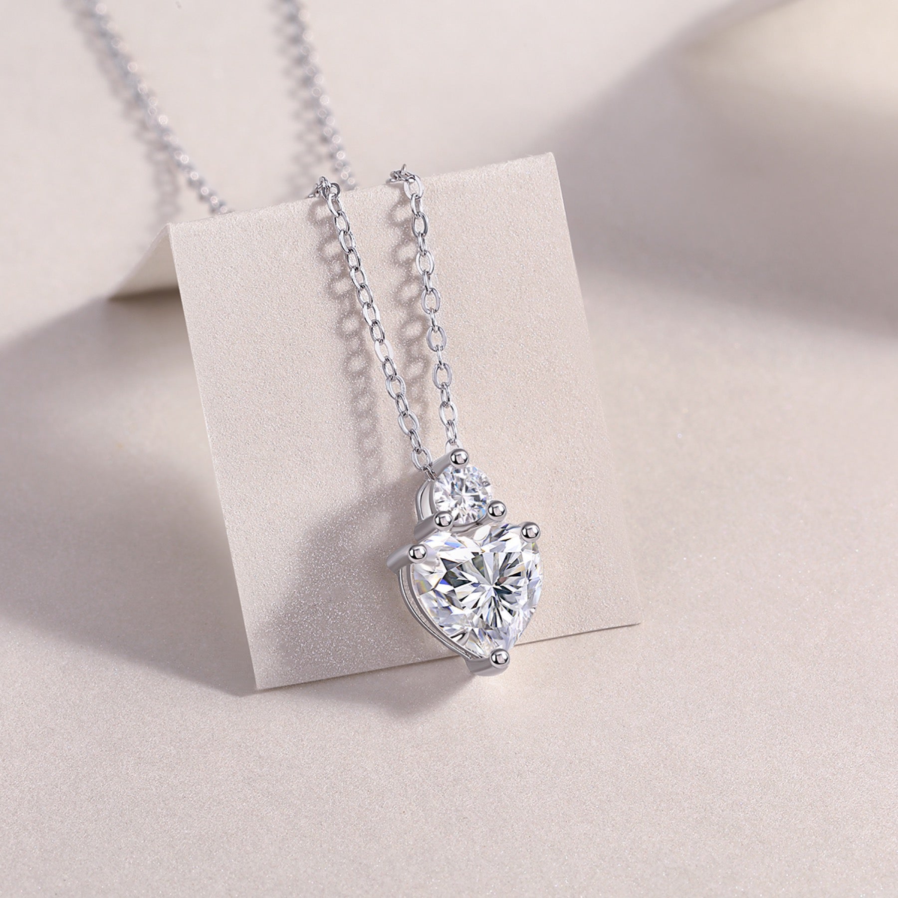 Mirage Heart-Cut Moissanite Heart Pendant Necklace in Sterling Silver