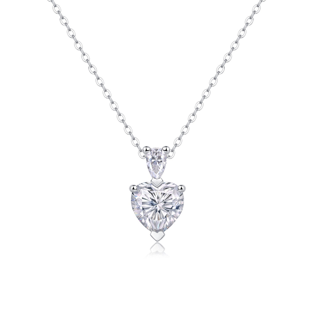 Cherish Heart-Cut Moissanite Heart Pendant Necklace in Sterling Silver