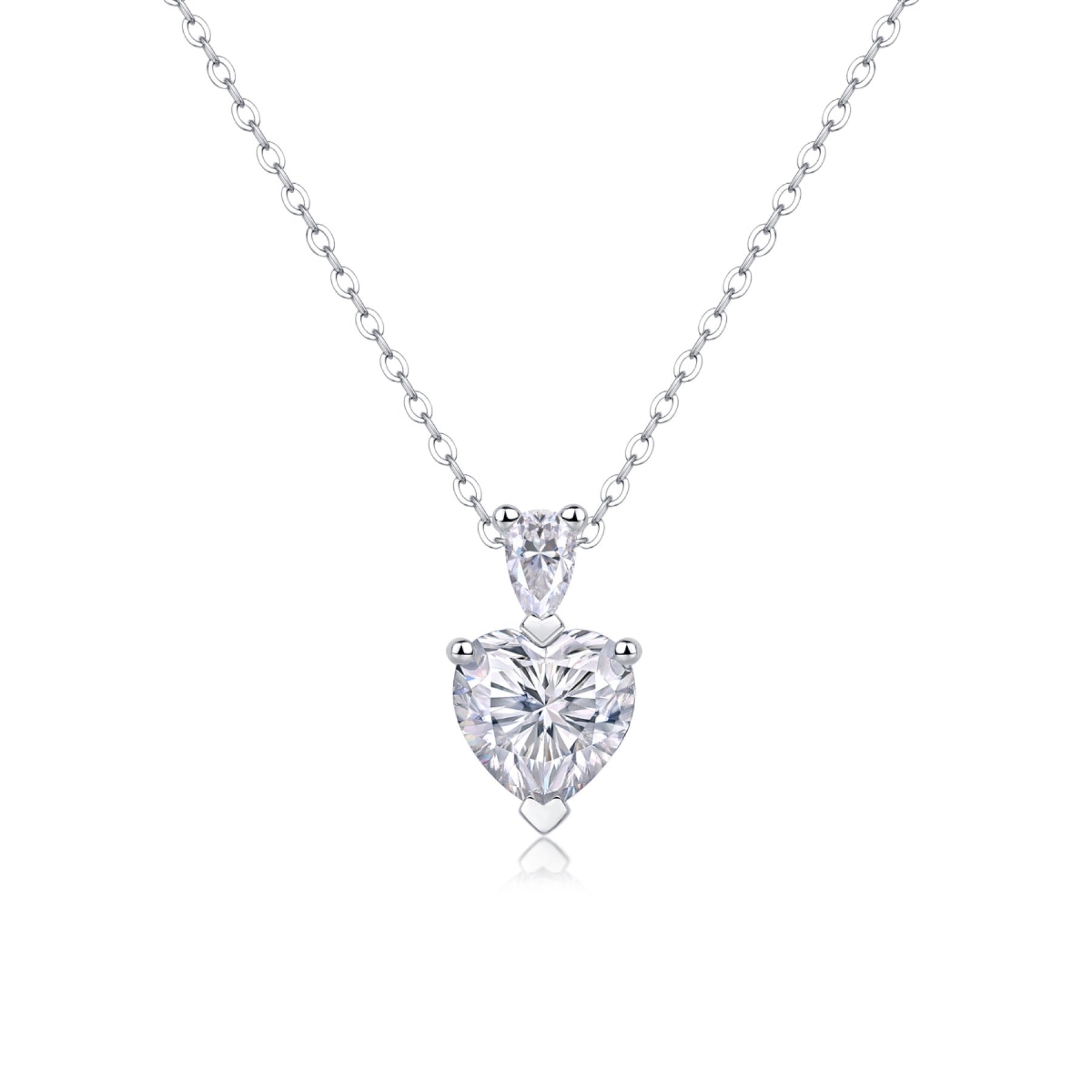 Cherish Heart-Cut Moissanite Heart Pendant Necklace in Sterling Silver