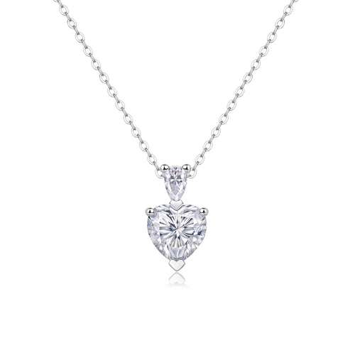 Cherish Heart-Cut Moissanite Heart Pendant Necklace in Sterling Silver