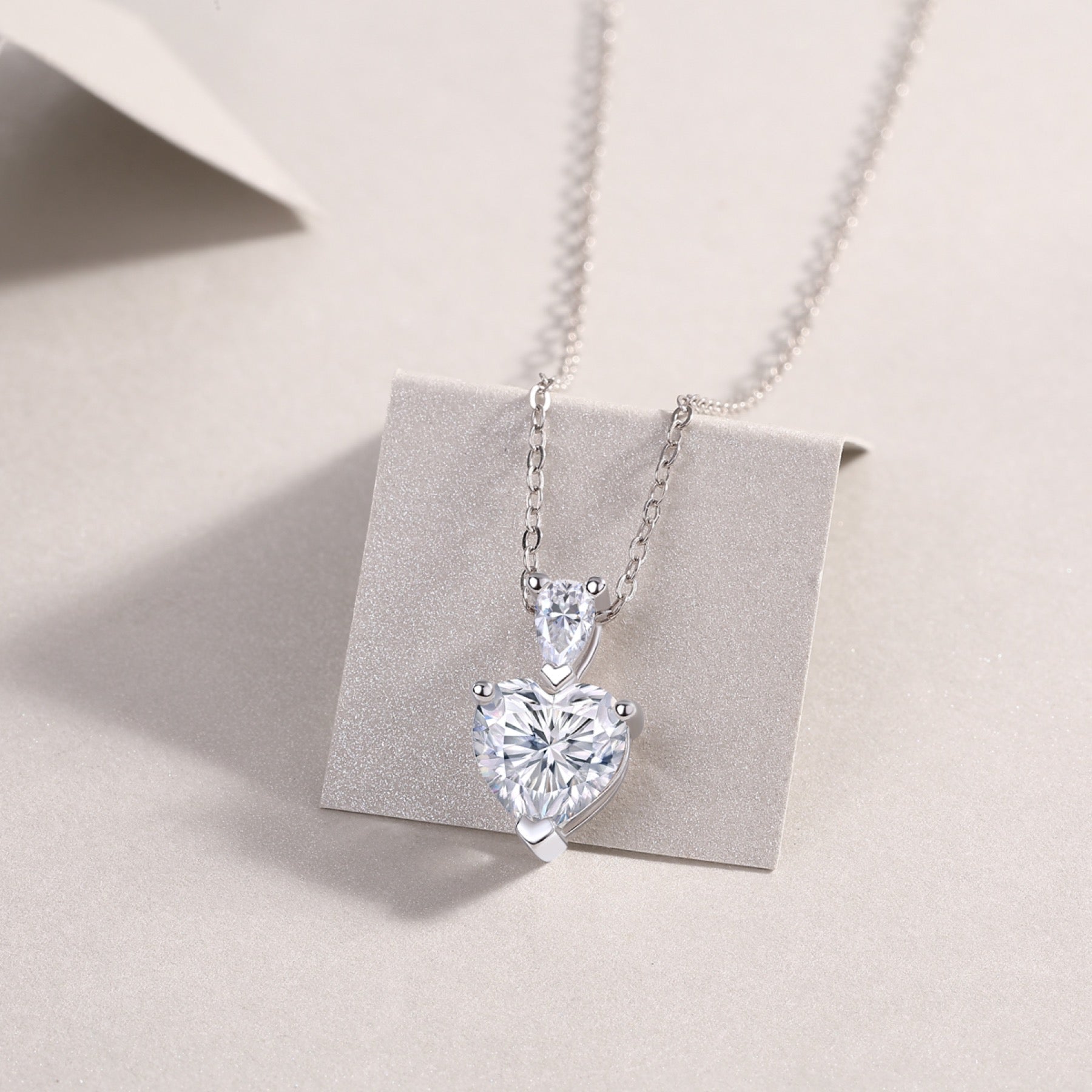 Cherish Heart-Cut Moissanite Heart Pendant Necklace in Sterling Silver
