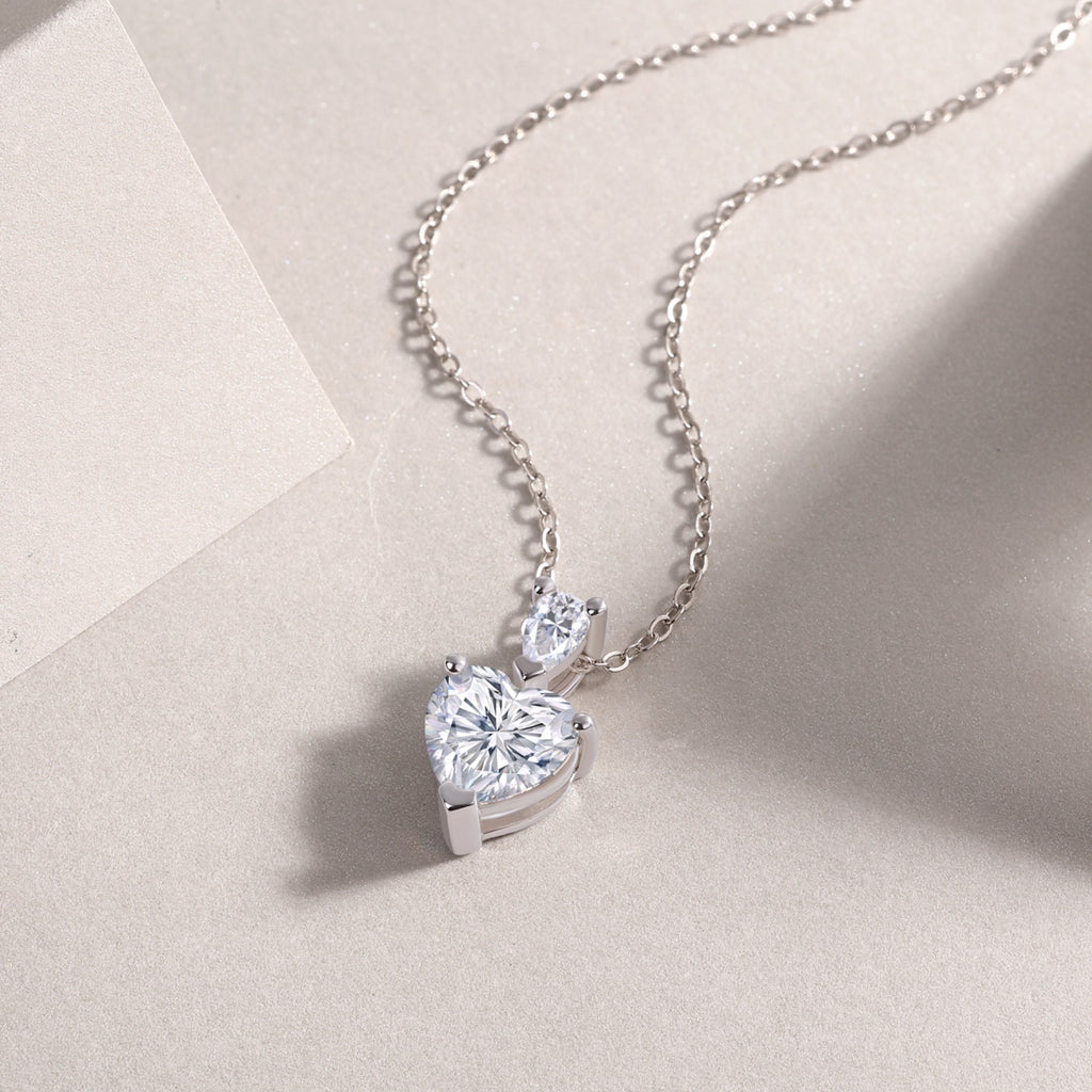 Cherish Heart-Cut Moissanite Heart Pendant Necklace in Sterling Silver