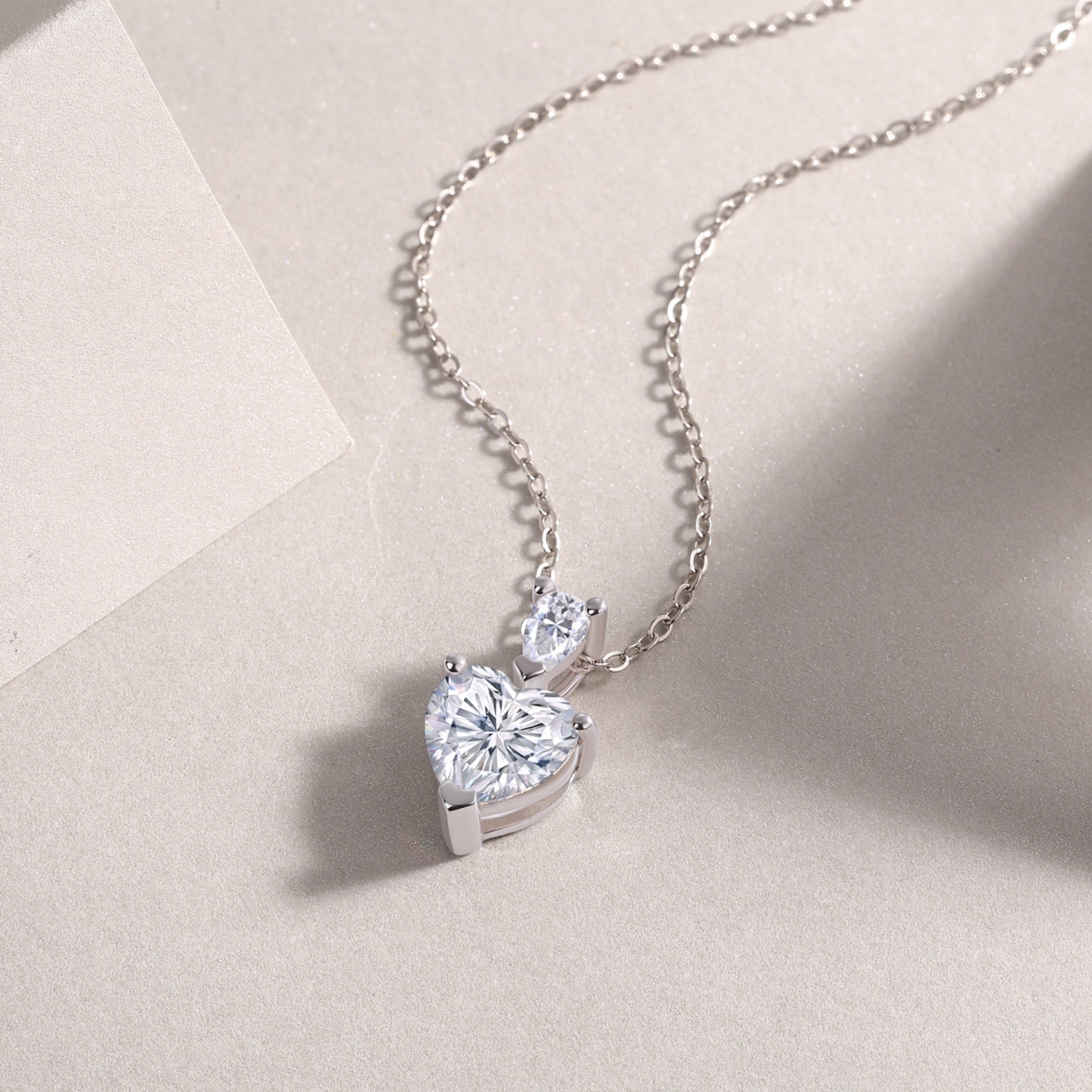 Cherish Heart-Cut Moissanite Heart Pendant Necklace in Sterling Silver