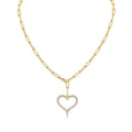 Amara Moissanite Heart Paperclip Necklace in Gold-Tone Sterling Silver