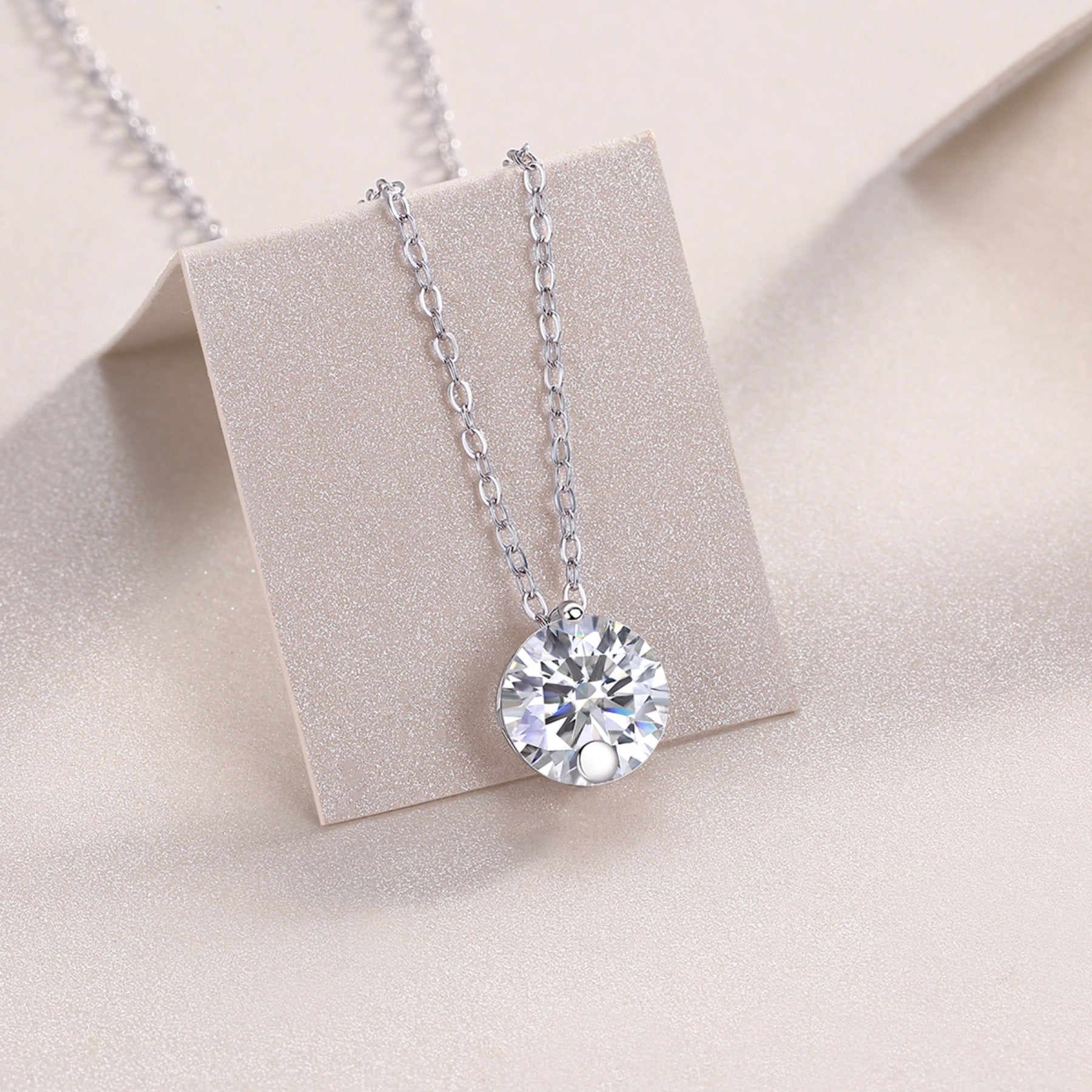 Serene 2 Carat Moissanite Solitaire Pendant Necklace in Sterling Silver