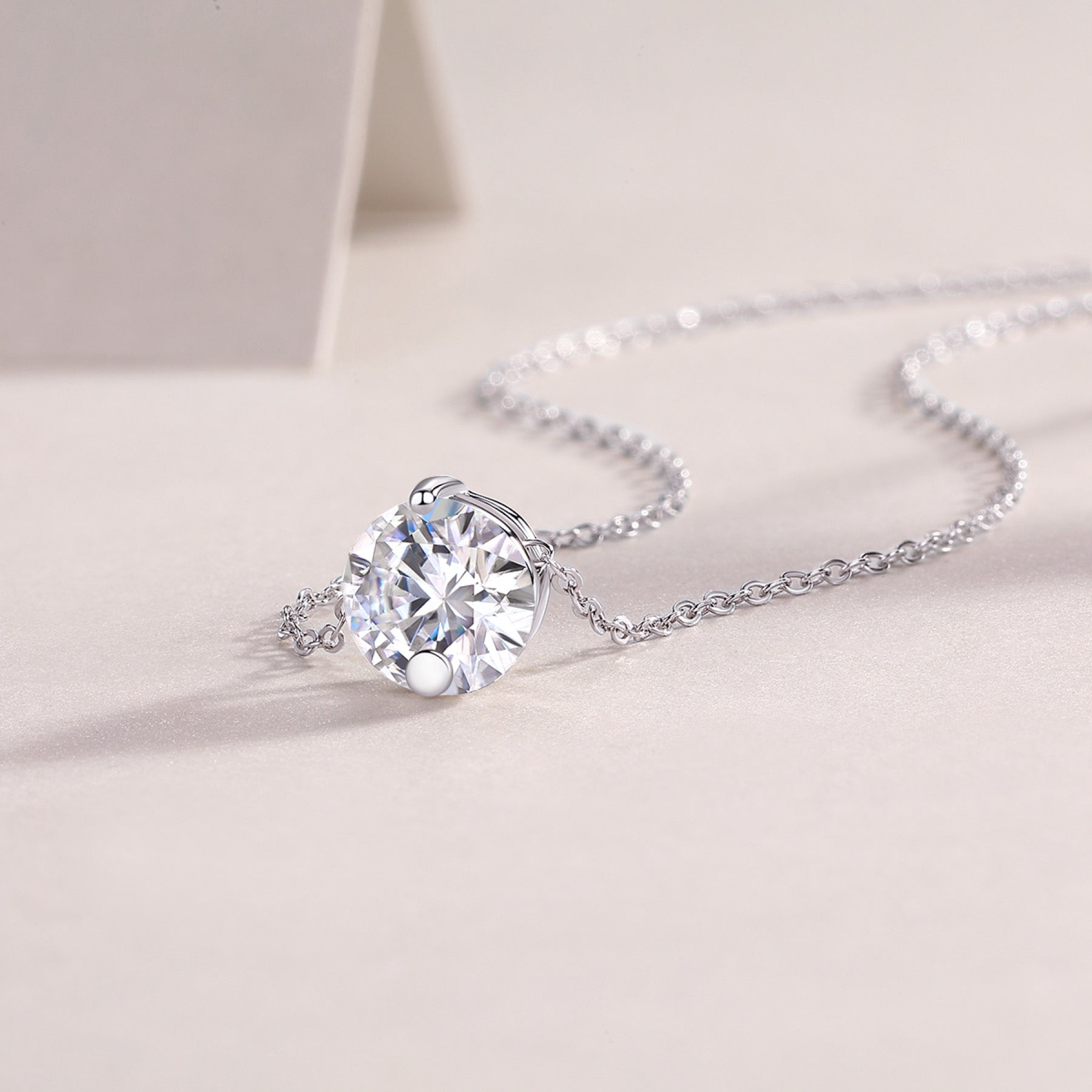 Serene 2 Carat Moissanite Solitaire Pendant Necklace in Sterling Silver