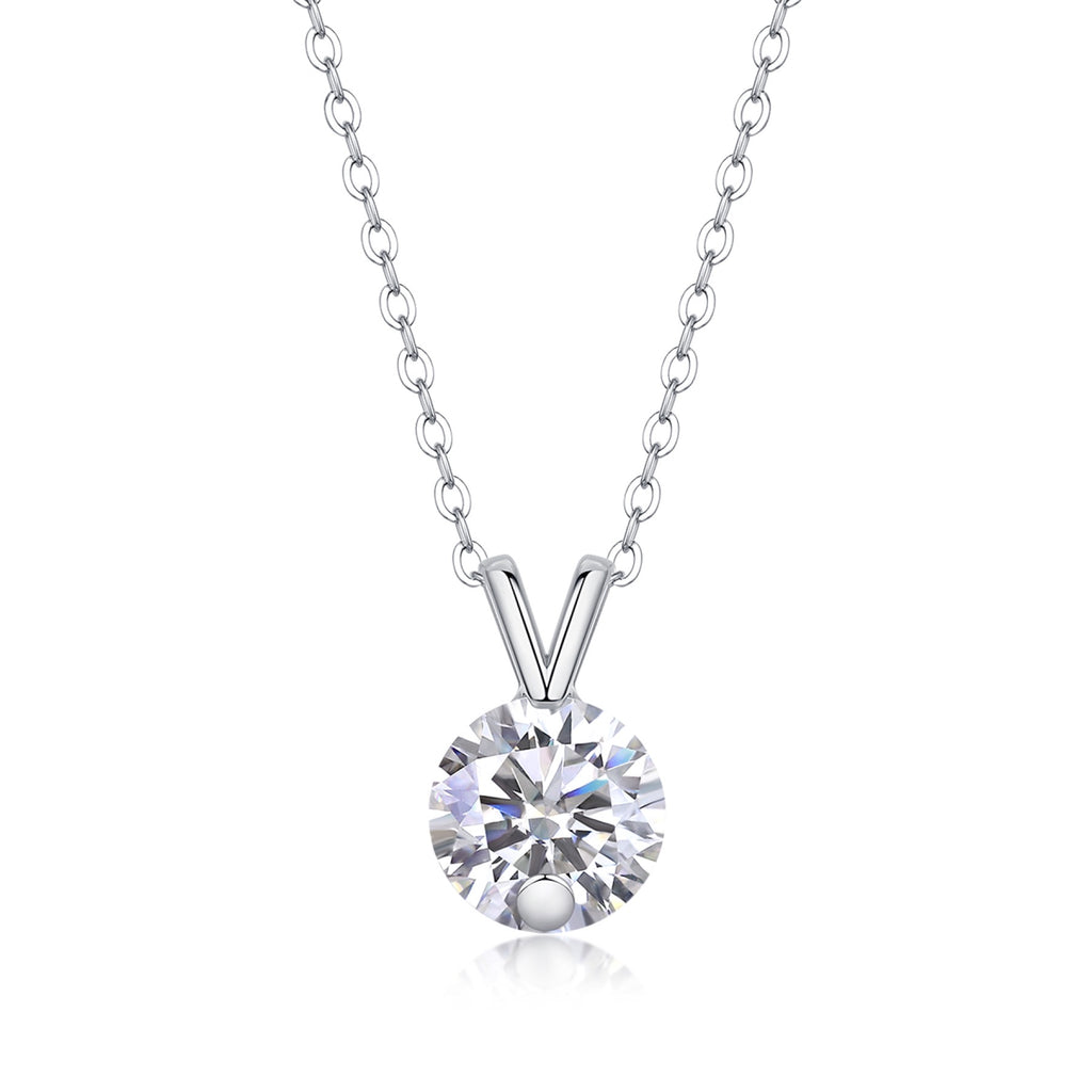 Lucent 2 Carat Moissanite Solitaire Pendant Necklace in Sterling Silver