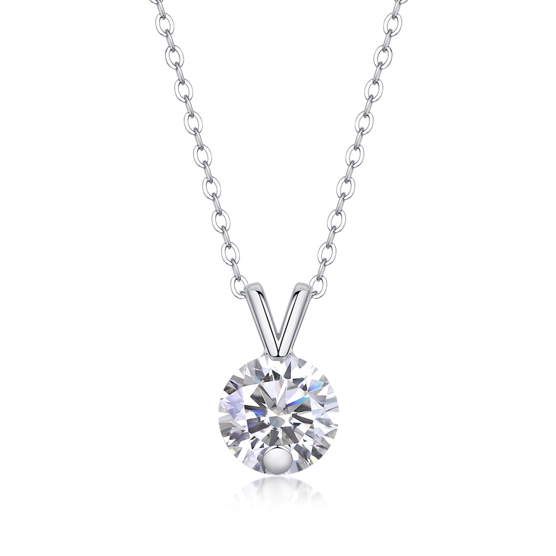 Lucent 2 Carat Moissanite Solitaire Pendant Necklace in Sterling Silver