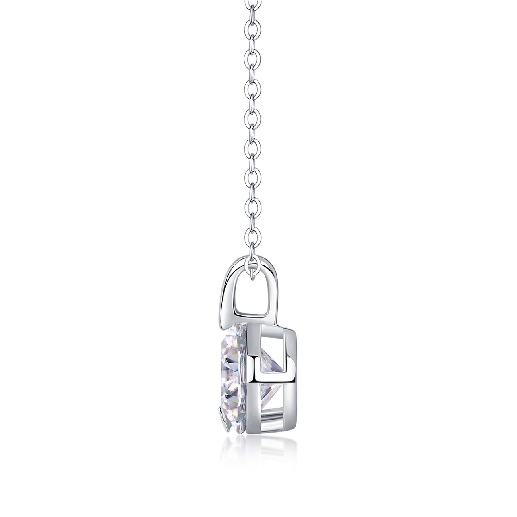 Lucent 2 Carat Moissanite Solitaire Pendant Necklace in Sterling Silver