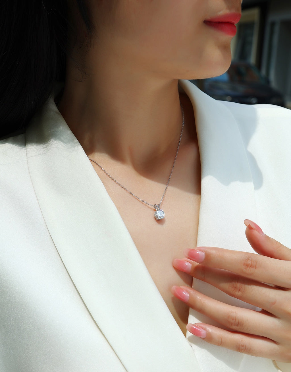 Lucent 2 Carat Moissanite Solitaire Pendant Necklace in Sterling Silver