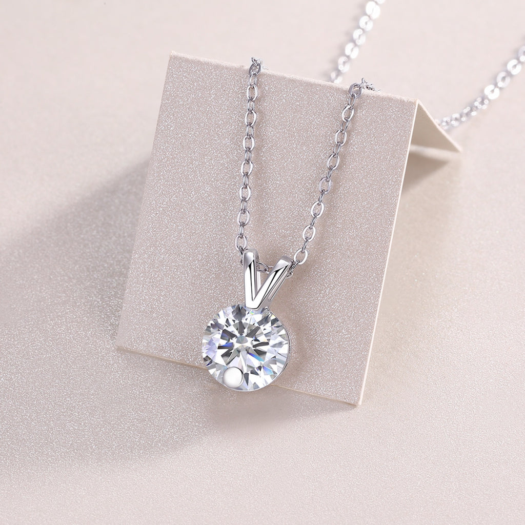 Lucent 2 Carat Moissanite Solitaire Pendant Necklace in Sterling Silver