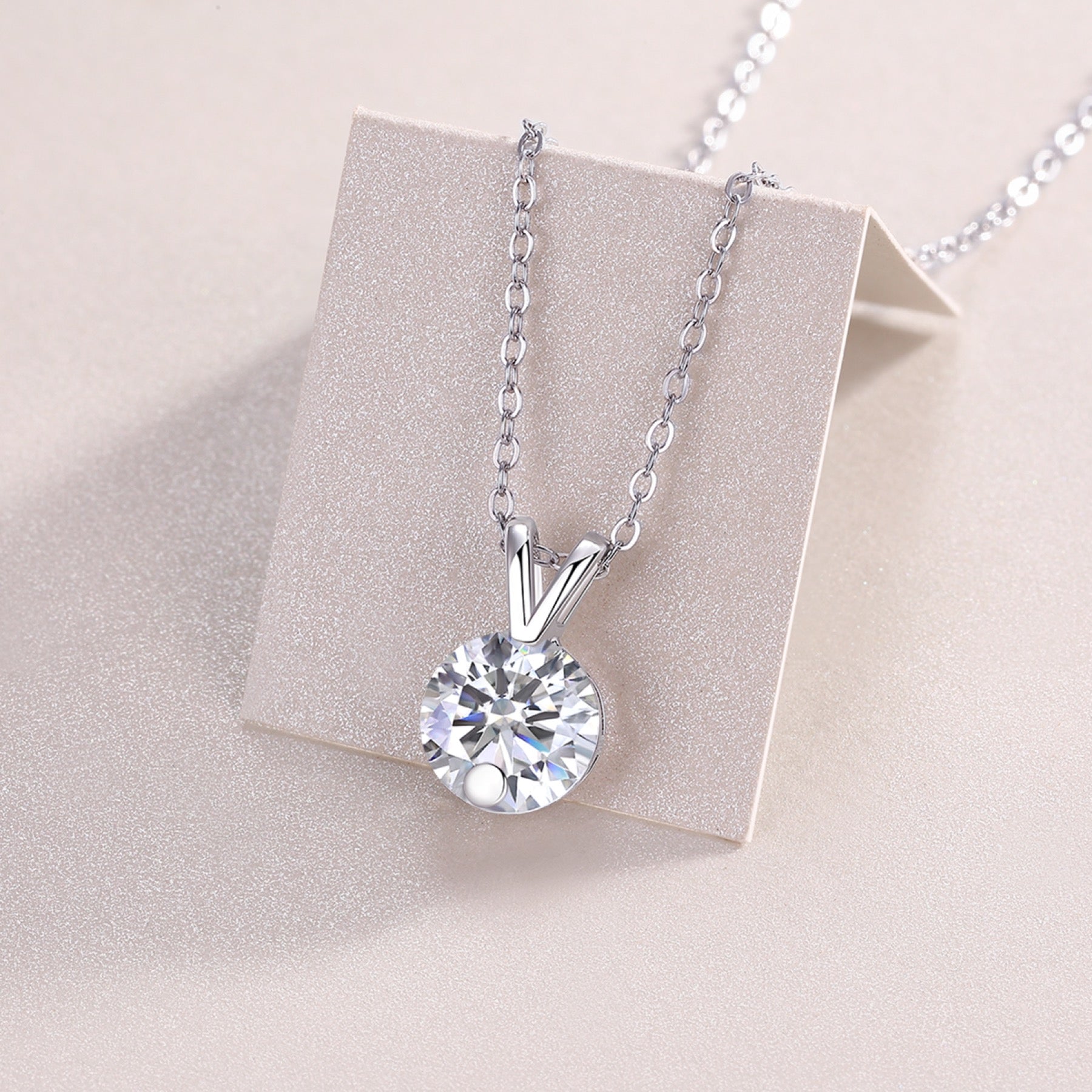 Lucent 2 Carat Moissanite Solitaire Pendant Necklace in Sterling Silver