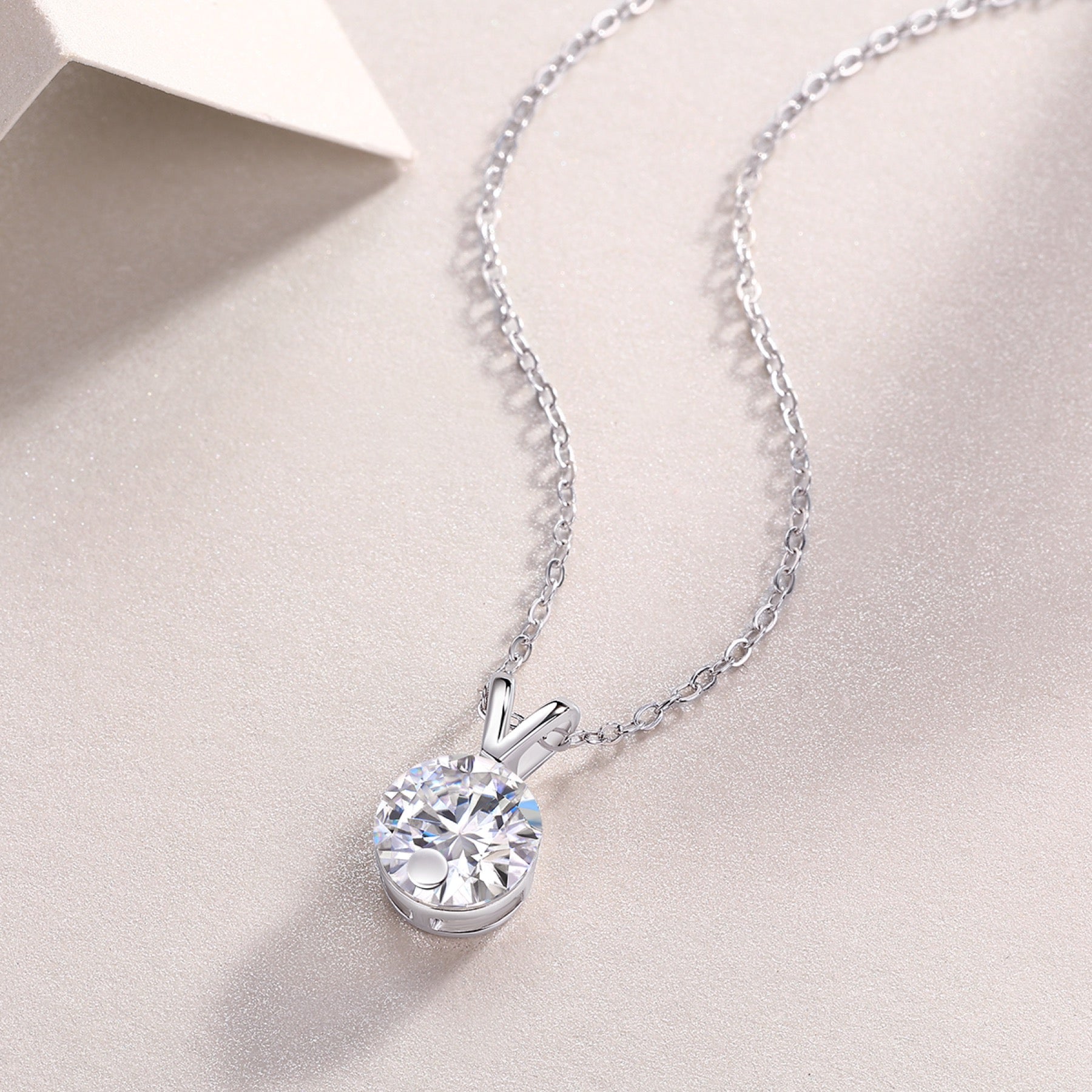 Lucent 2 Carat Moissanite Solitaire Pendant Necklace in Sterling Silver