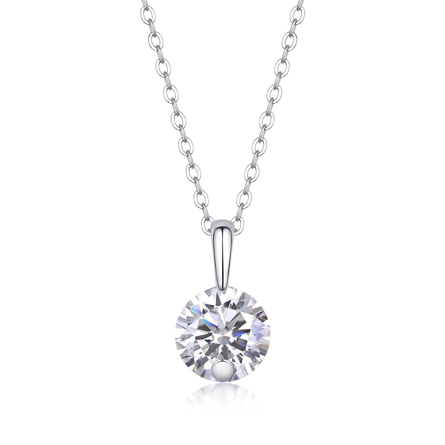 Celeste 2 Carat Moissanite Solitaire Pendant Necklace in Sterling Silver