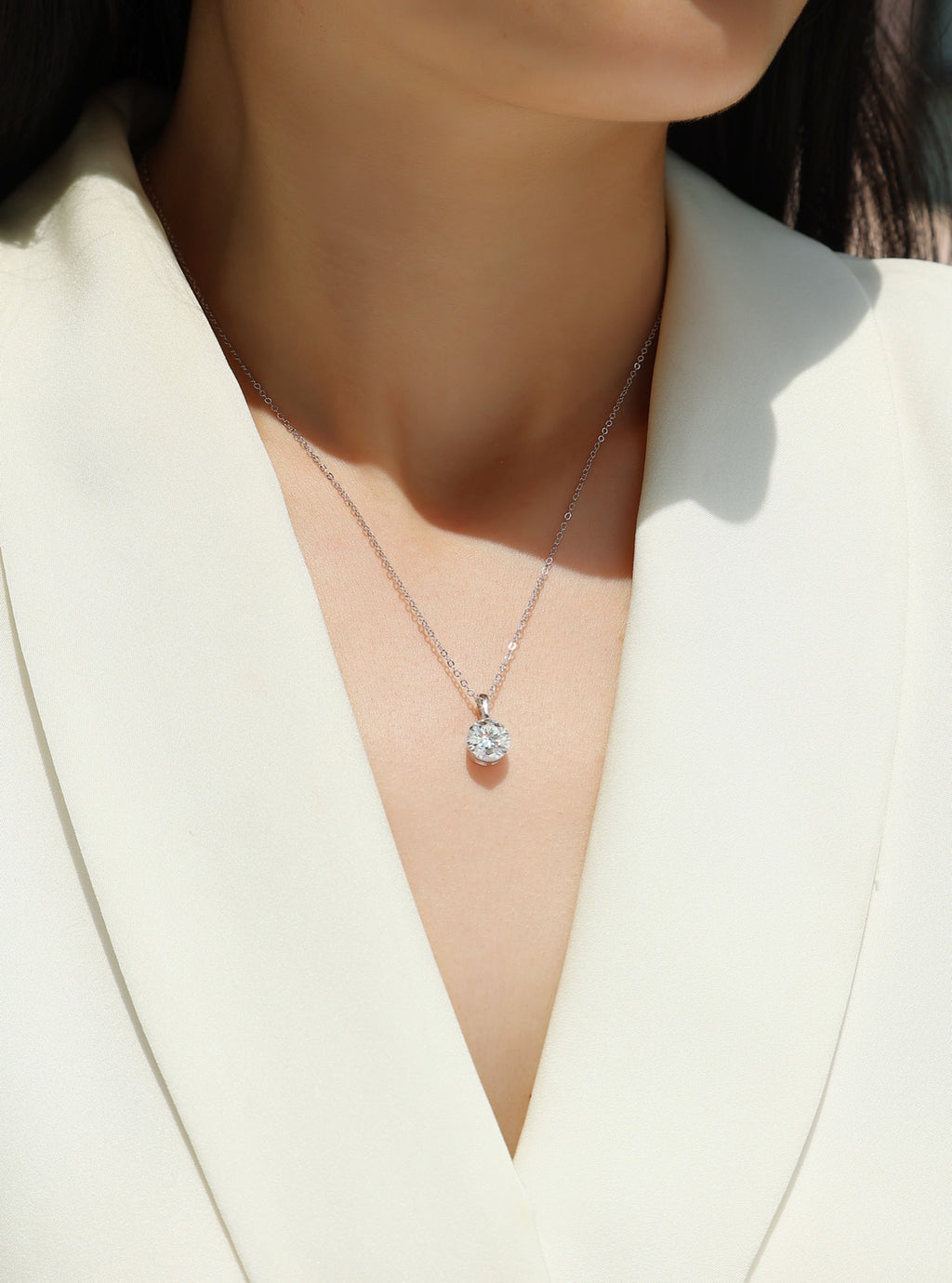 Celeste 2 Carat Moissanite Solitaire Pendant Necklace in Sterling Silver