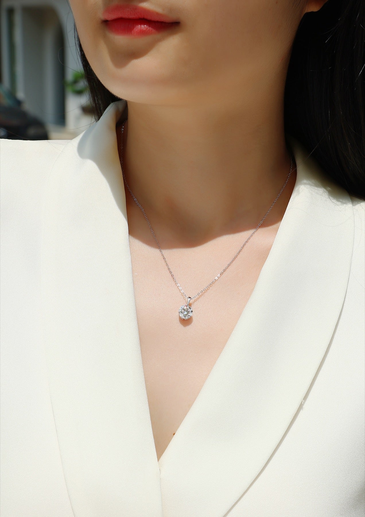 Celeste 2 Carat Moissanite Solitaire Pendant Necklace in Sterling Silver