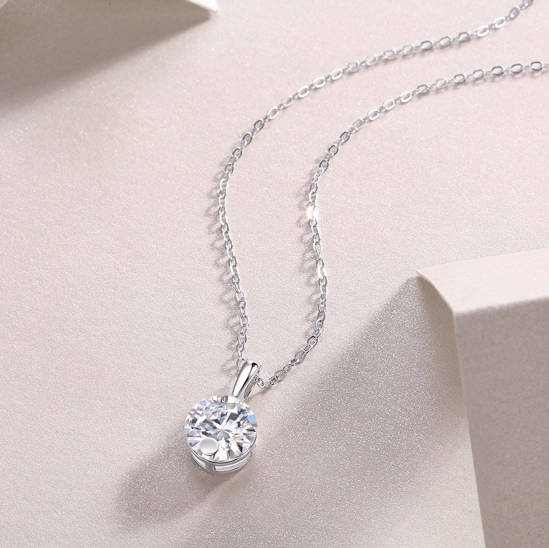 Celeste 2 Carat Moissanite Solitaire Pendant Necklace in Sterling Silver