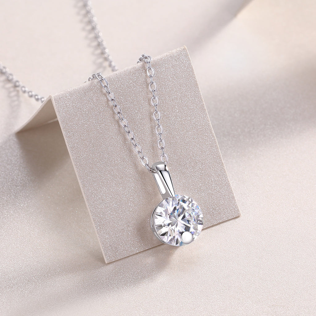 Celeste 2 Carat Moissanite Solitaire Pendant Necklace in Sterling Silver