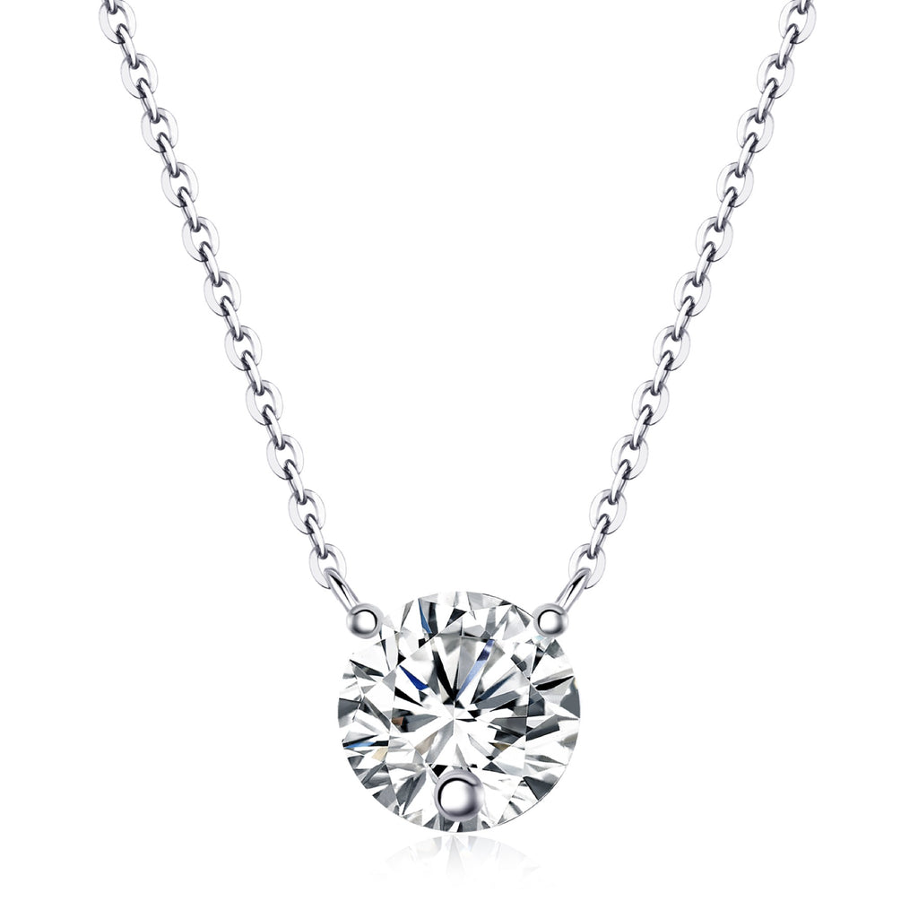 Momento 2 Carat Moissanite Solitaire Pendant Necklace in Sterling Silver