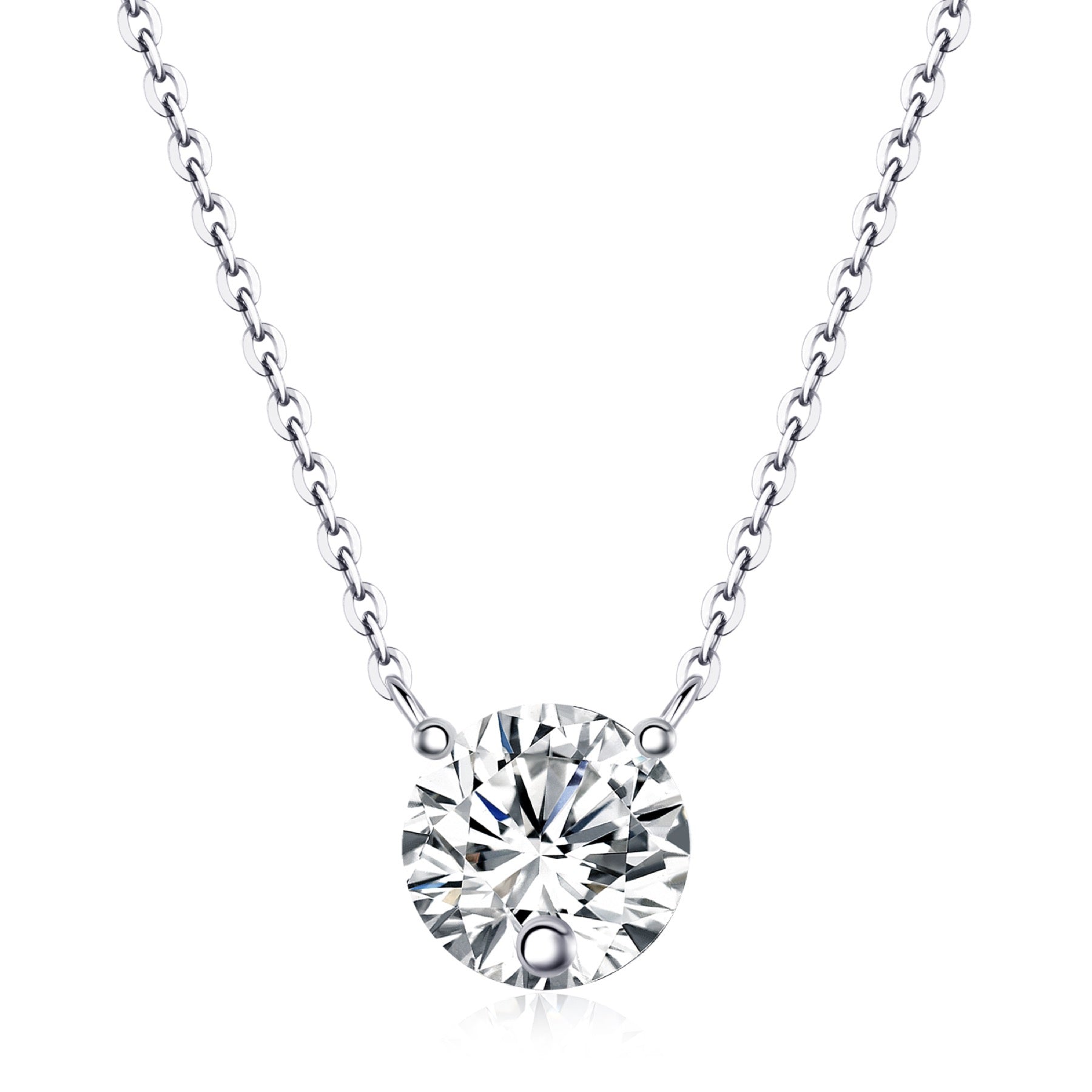 Momento 2 Carat Moissanite Solitaire Pendant Necklace in Sterling Silver