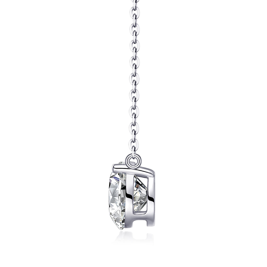 Momento 2 Carat Moissanite Solitaire Pendant Necklace in Sterling Silver