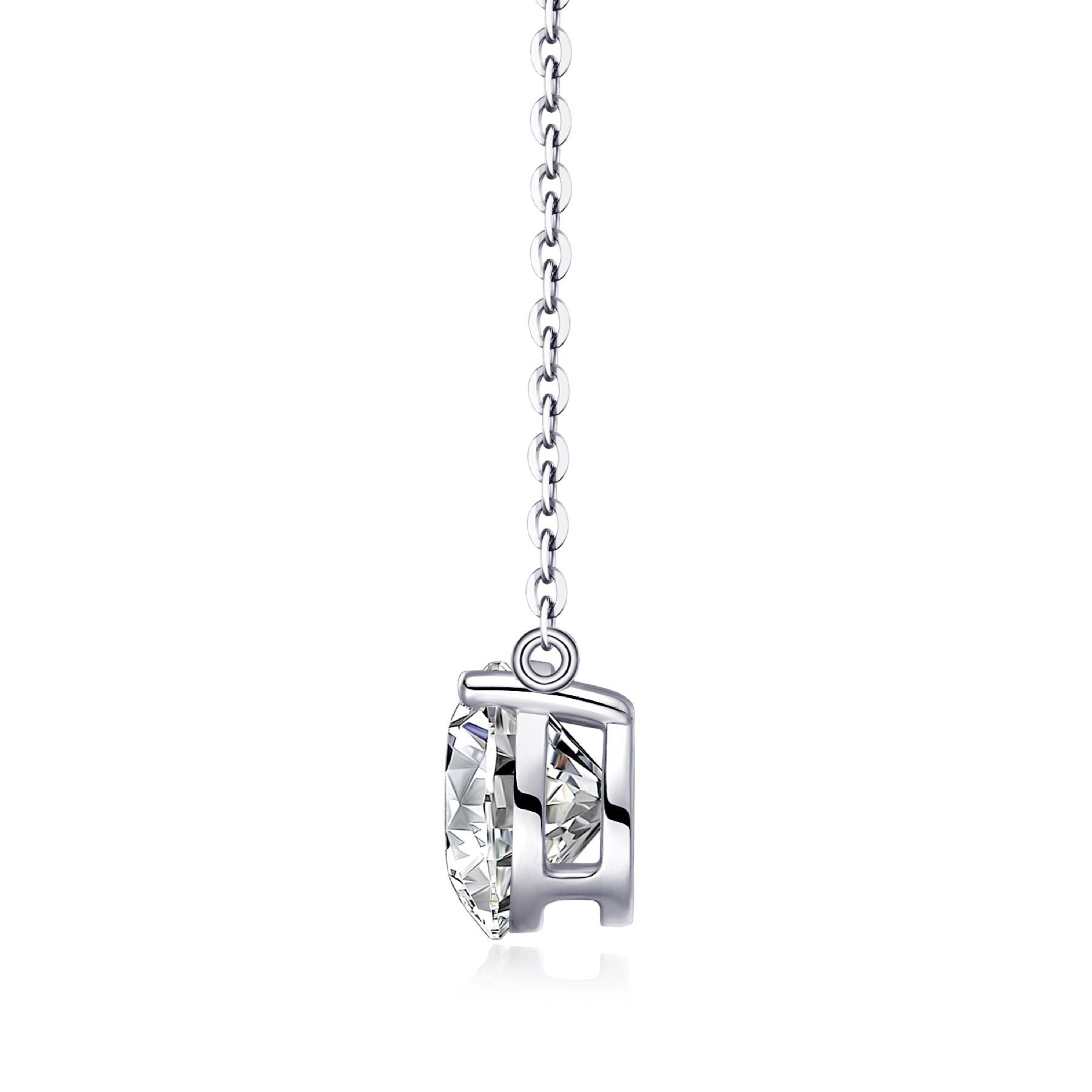 Momento 2 Carat Moissanite Solitaire Pendant Necklace in Sterling Silver