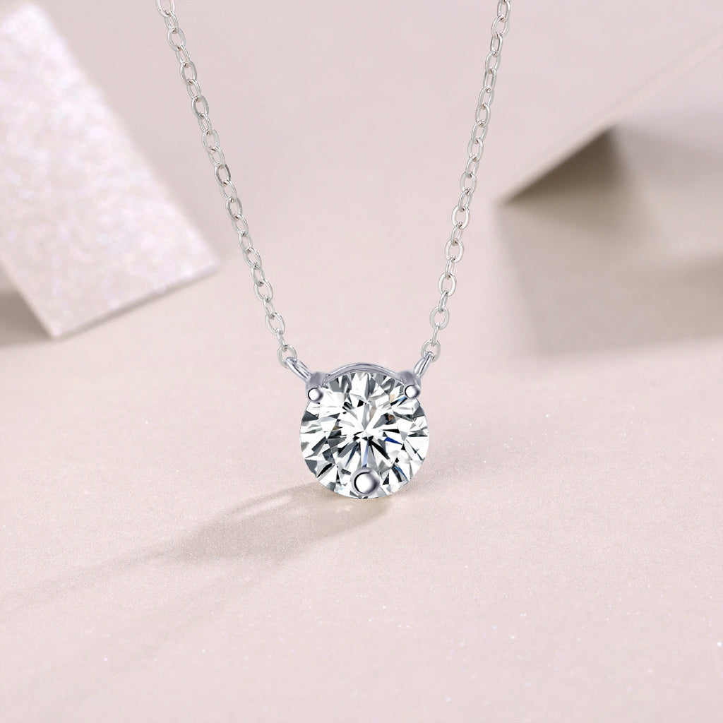 Momento 2 Carat Moissanite Solitaire Pendant Necklace in Sterling Silver