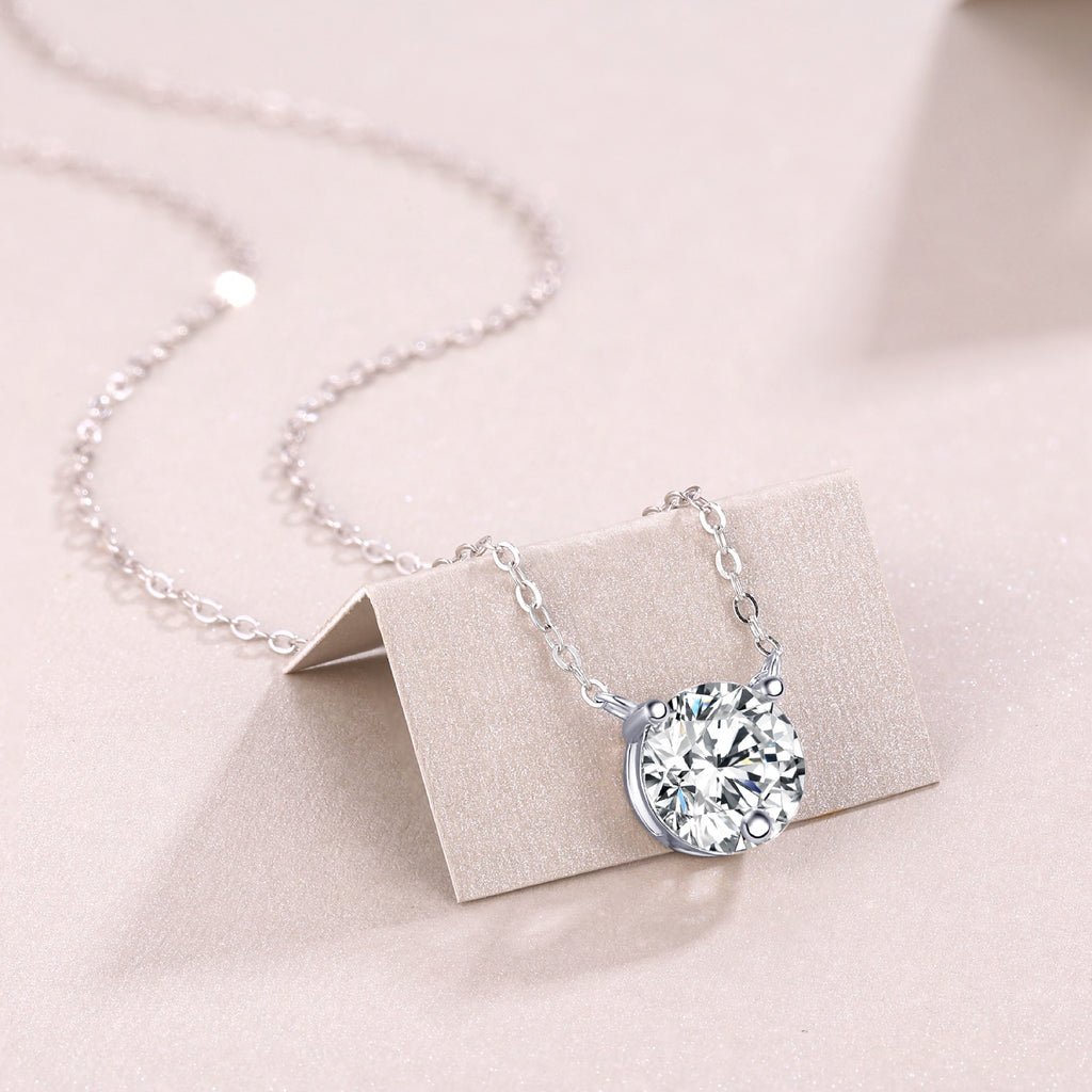 Momento 2 Carat Moissanite Solitaire Pendant Necklace in Sterling Silver