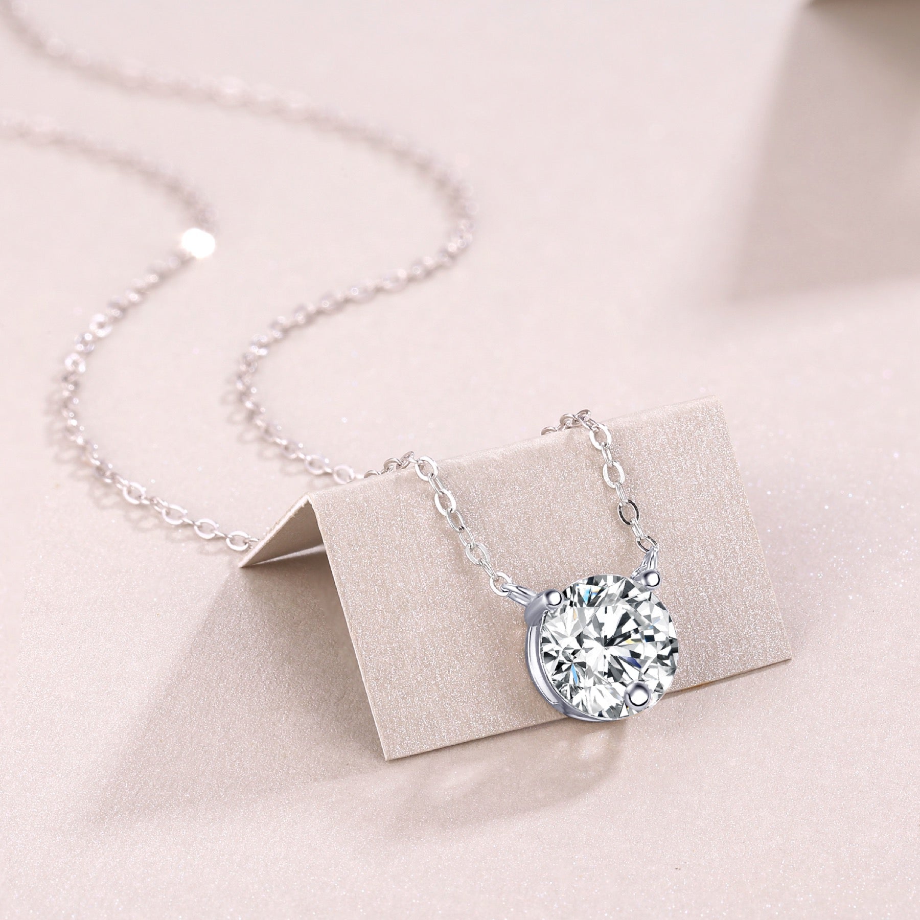 Momento 2 Carat Moissanite Solitaire Pendant Necklace in Sterling Silver