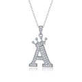 Initial A Moissanite Crown Pendant Necklace in Sterling Silver