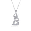 Initial B Moissanite Crown Pendant Necklace in Sterling Silver