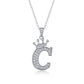 Initial C Moissanite Crown Pendant Necklace in Sterling Silver