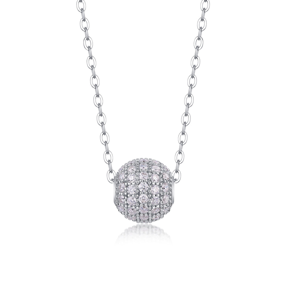 Rendezvous Moissanite Pavé Ball Pendant Necklace in Sterling Silver