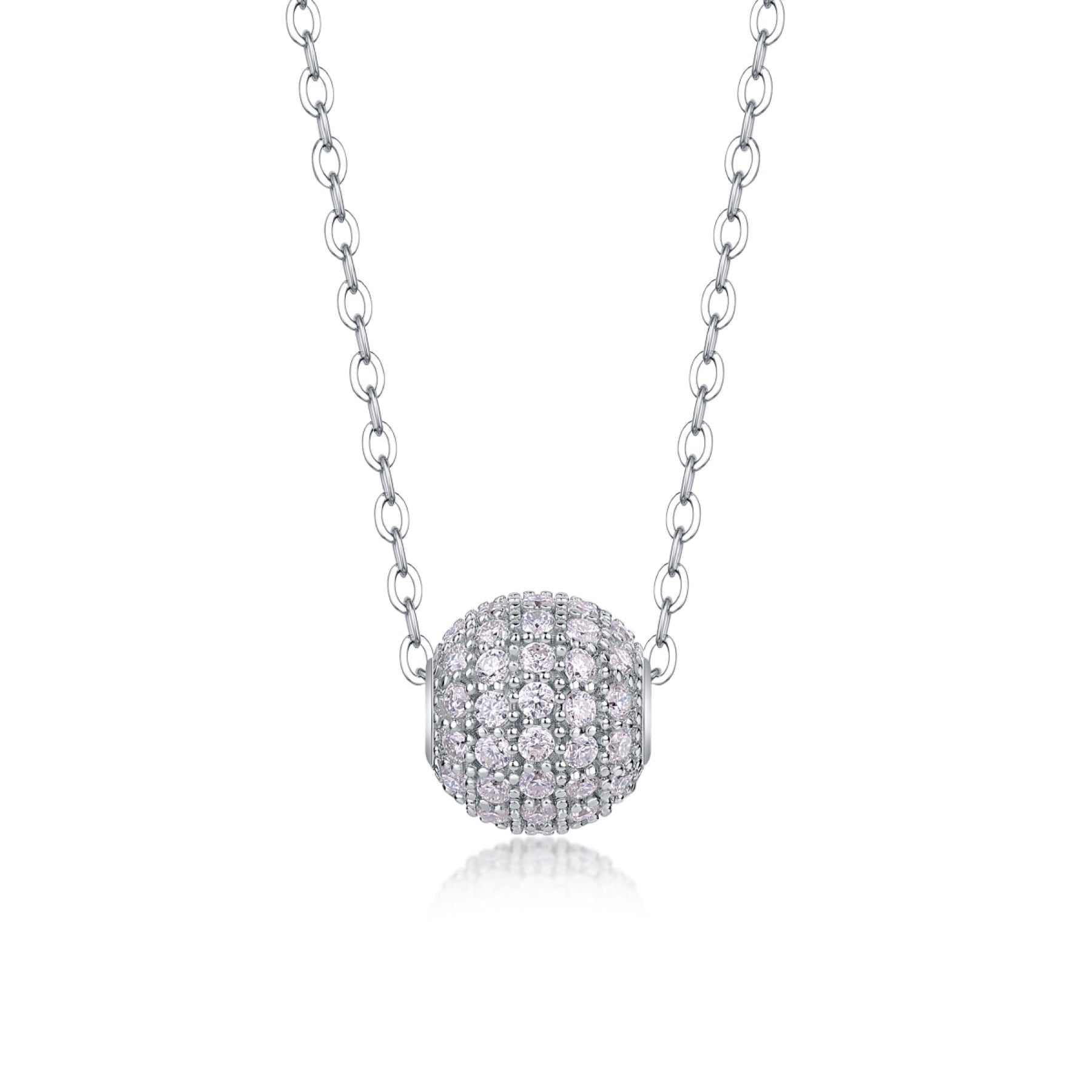 Rendezvous Moissanite Pavé Ball Pendant Necklace in Sterling Silver
