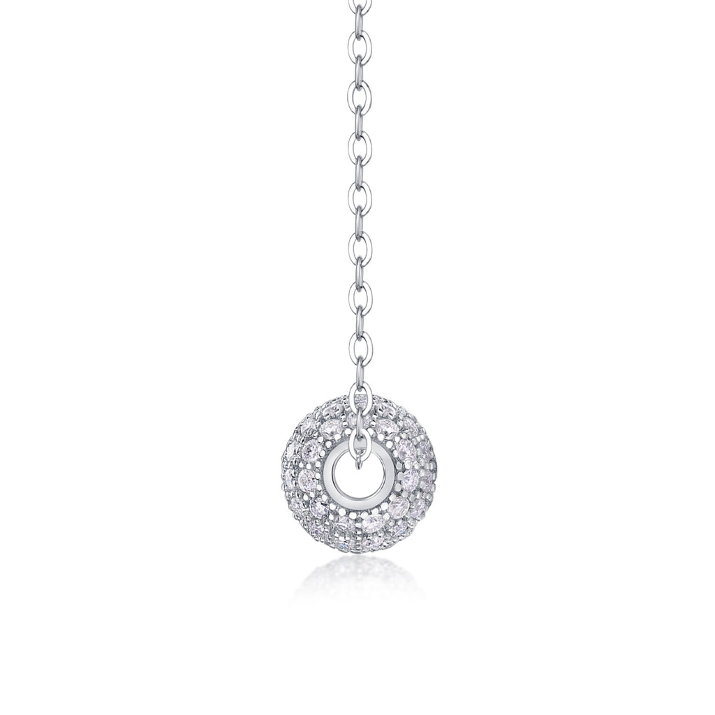 Rendezvous Moissanite Pavé Ball Pendant Necklace in Sterling Silver