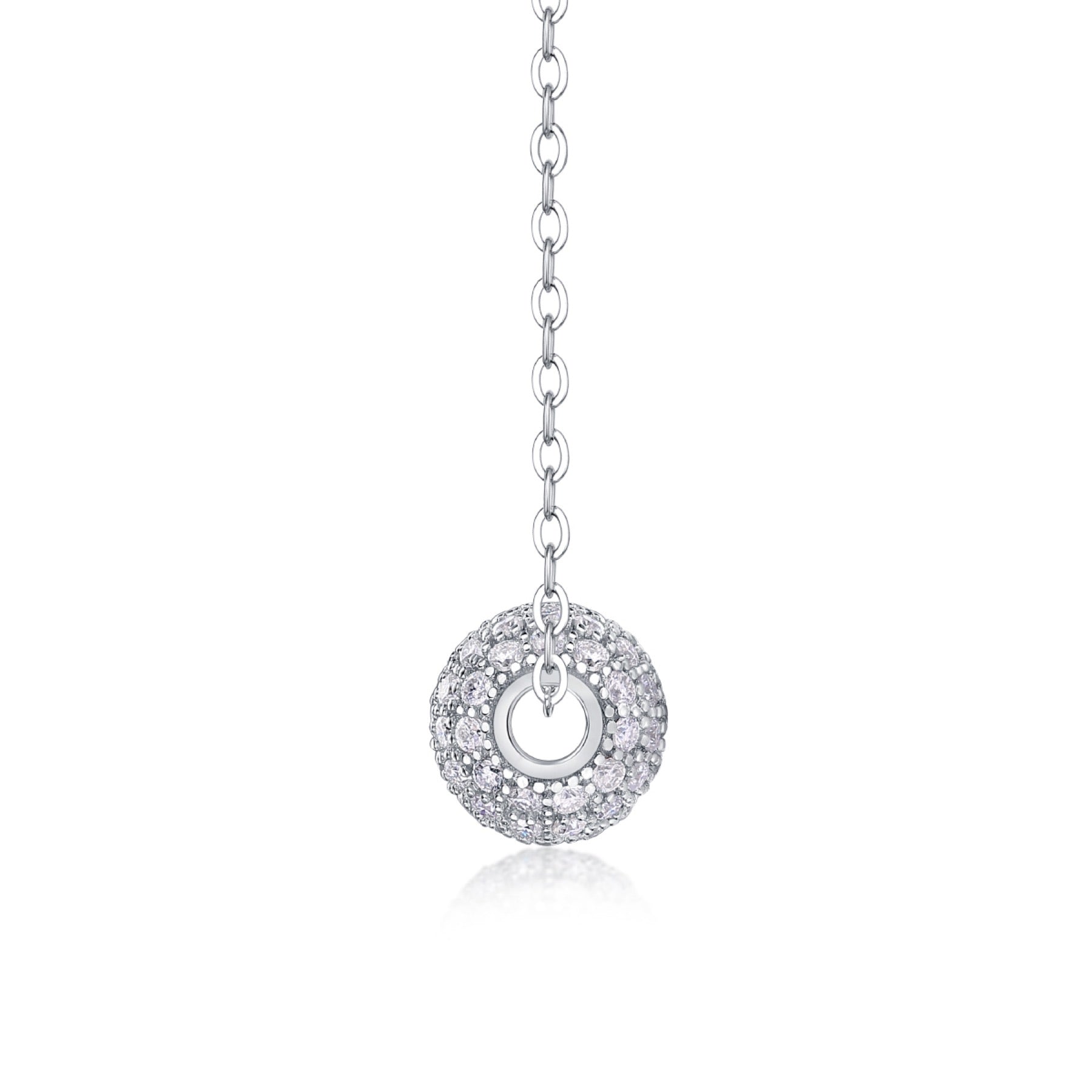 Rendezvous Moissanite Pavé Ball Pendant Necklace in Sterling Silver