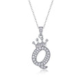 Initial Q Moissanite Crown Pendant Necklace in Sterling Silver