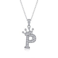 Initial P Moissanite Crown Pendant Necklace in Sterling Silver