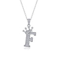 Initial F Moissanite Crown Pendant Necklace in Sterling Silver