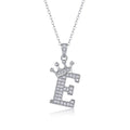 Initial E Moissanite Crown Pendant Necklace in Sterling Silver