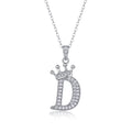 Initial D Moissanite Crown Pendant Necklace in Sterling Silver