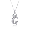 Initial G Moissanite Crown Pendant Necklace in Sterling Silver