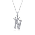 Initial N Moissanite Crown Pendant Necklace in Sterling Silver
