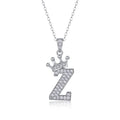 Initial Z Moissanite Crown Pendant Necklace in Sterling Silver