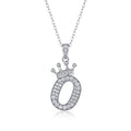 Initial O Moissanite Crown Pendant Necklace in Sterling Silver