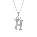 Initial H Moissanite Crown Pendant Necklace in Sterling Silver