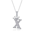 Initial X Moissanite Crown Pendant Necklace in Sterling Silver