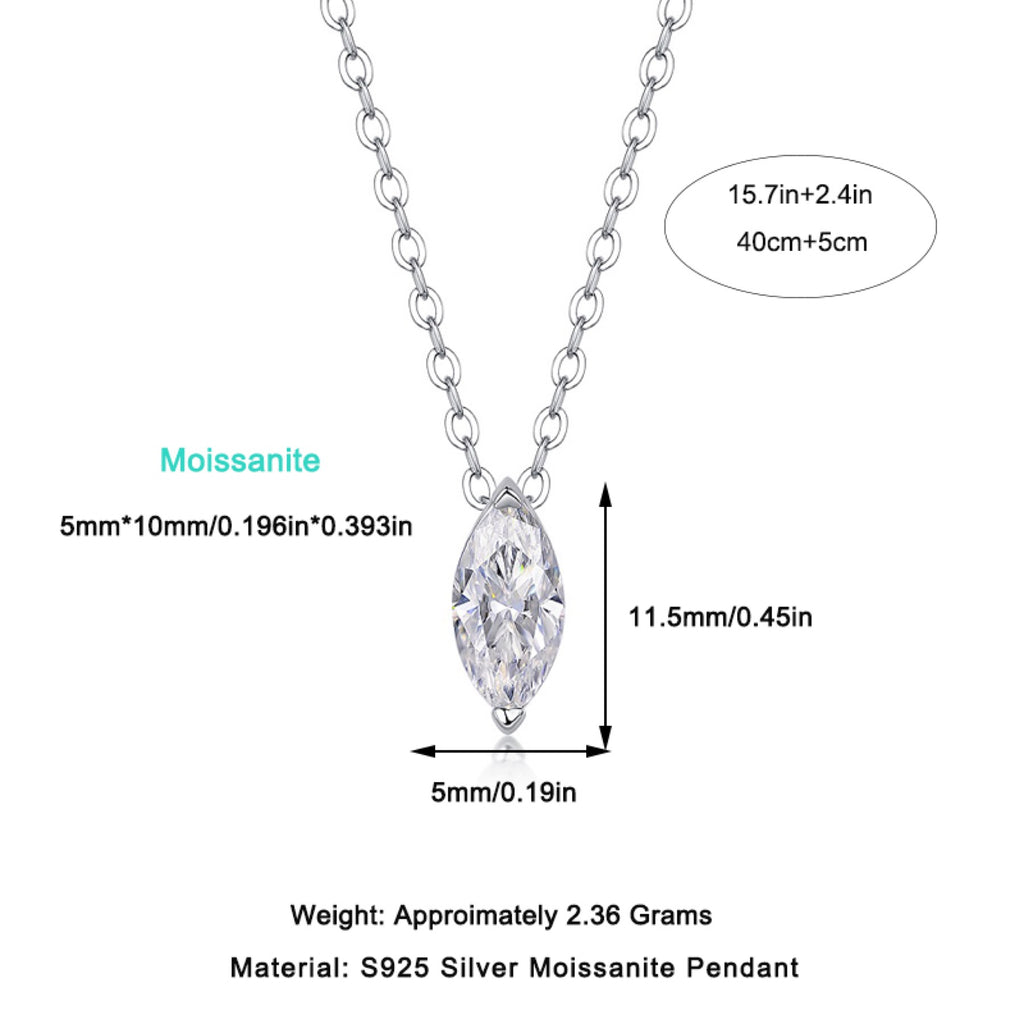 Aurelia Moissanite Marquise Pendant Necklace in Sterling Silver