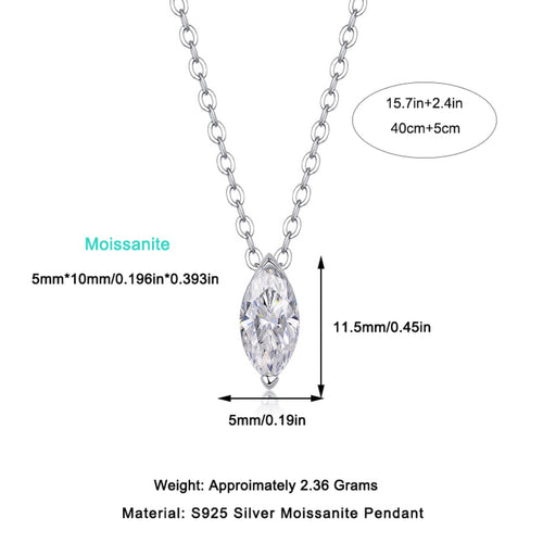 Aurelia Moissanite Marquise Pendant Necklace in Sterling Silver