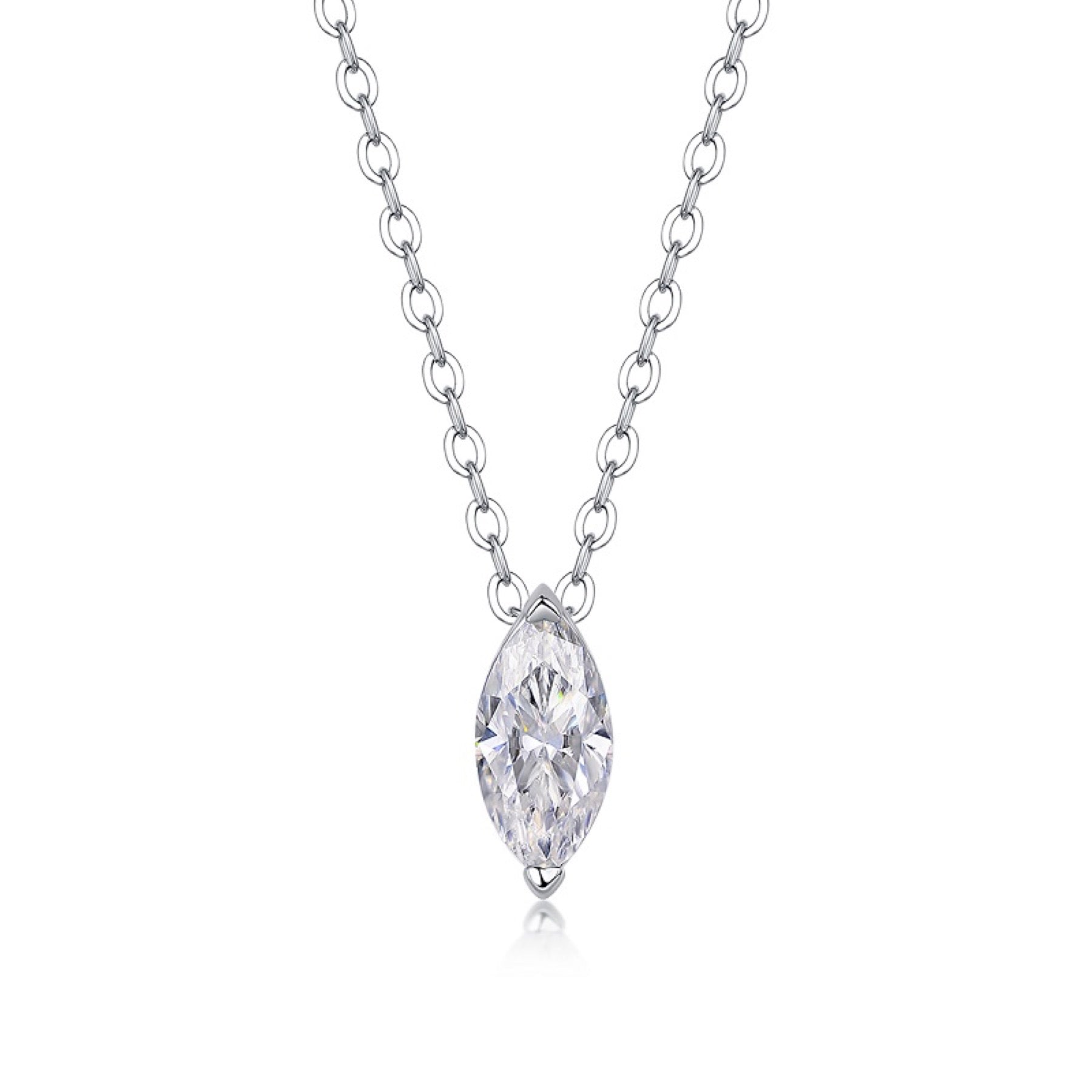Aurelia Moissanite Marquise Pendant Necklace in Sterling Silver